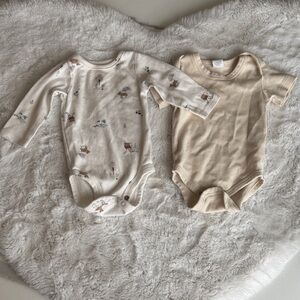 Carter's Neutral Cream & Beige Baby One-Piece Bodysuits (2-Pack)